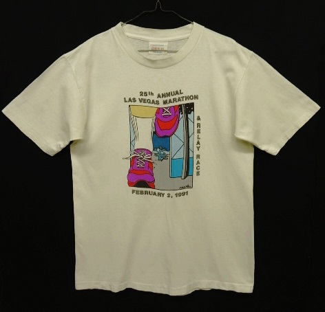 画像: 90'S 25th LAS VEGAS MARATHON シングルステッチ 両面プリント Tシャツ ホワイト USA製 (VINTAGE) 「T-Shirt」 入荷しました。