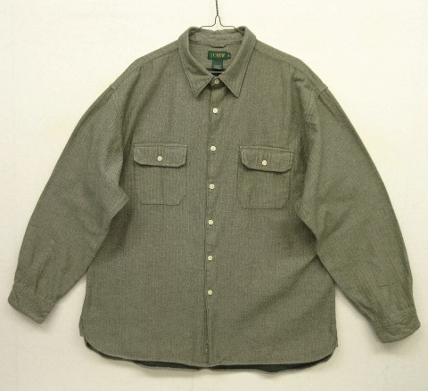 画像: 90'S J.CREW 旧タグ ヘリンボーン マチ付き ワークシャツ カーキ (VINTAGE) 「L/S Shirt」 入荷しました。