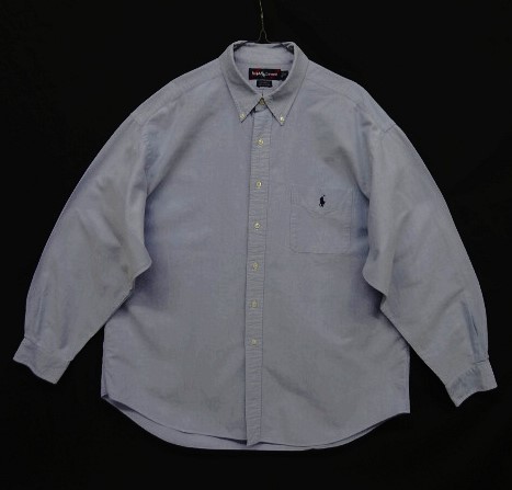 画像: 90'S RALPH LAUREN "BIG SHIRT" オックスフォード 長袖 BDシャツ ブルー (VINTAGE) 「L/S Shirt」 入荷しました。