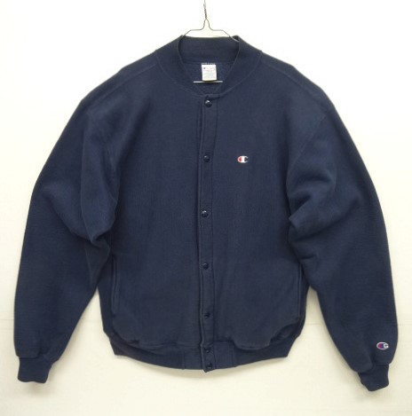 画像: 90'S CHAMPION 刺繍タグ リバースウィーブ スナップボタン カーディガン ネイビー USA製 (VINTAGE) 「Sweat Shirt」 入荷しました。
