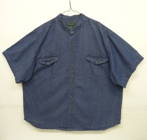 画像: 90'S SCANDIA WOODS デニム 半袖 バンドカラーシャツ インディゴ (VINTAGE) 「S/S Shirt」 入荷しました。