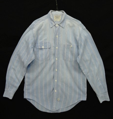 画像: 90'S RALPH LAUREN "白タグ" ネコ目ボタン シャンブレー ワークシャツ ストライプ USA製 (VINTAGE) 「L/S Shirt」 入荷しました。