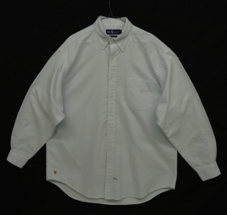 画像: 90'S RALPH LAUREN "THE BIG OXFORD" 裾ロゴ刺繍 オックスフォード 長袖 BDシャツ ストライプ (VINTAGE) 「L/S Shirt」 入荷しました。