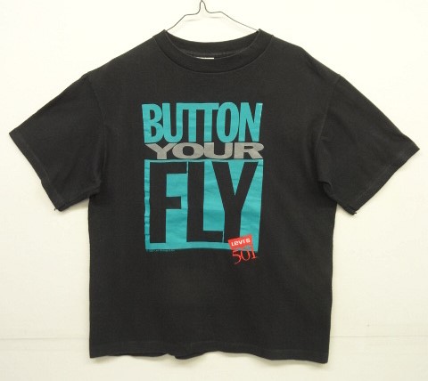 画像: 90'S LEVIS 501 "BUTTON YOUR FLY" シングルステッチ Tシャツ ブラック USA製 (VINTAGE) 「T-Shirt」 入荷しました。