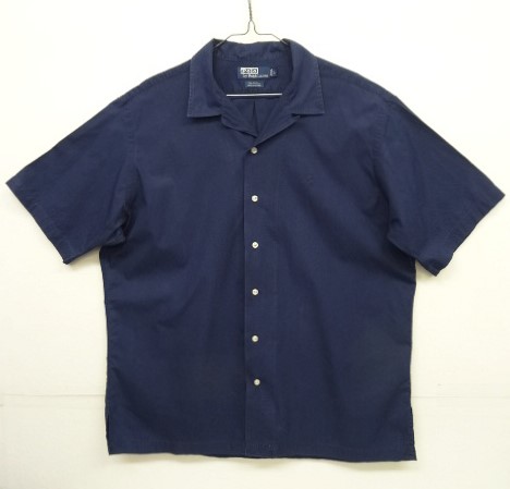 画像: 90'S RALPH LAUREN "CALDWELL" 同色ロゴ コットン 半袖 オープンカラーシャツ ネイビー (VINTAGE) 「S/S Shirt」 入荷しました。