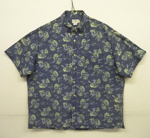 画像: 90'S J.CREW 旧タグ 半袖 ボタンダウン ボックスシャツ ネイビーベース魚柄 (VINTAGE) 「S/S Shirt」 入荷しました。