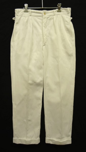 画像: 50'S UNKNOWN コットン ツープリーツ サイドアジャスター付き トラウザーズ ホワイト (VINTAGE) 「Bottoms」 入荷しました。
