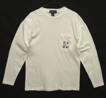 画像: 90'S RALPH LAUREN "RL-67" ポケット付き 長袖 Tシャツ ホワイト USA製 (VINTAGE) 「T-Shirt」入荷しました。