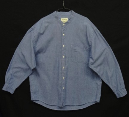 画像: 90'S EDDIE BAUER シャンブレー バンドカラーシャツ ブルー (VINTAGE) 「L/S Shirt」入荷しました。