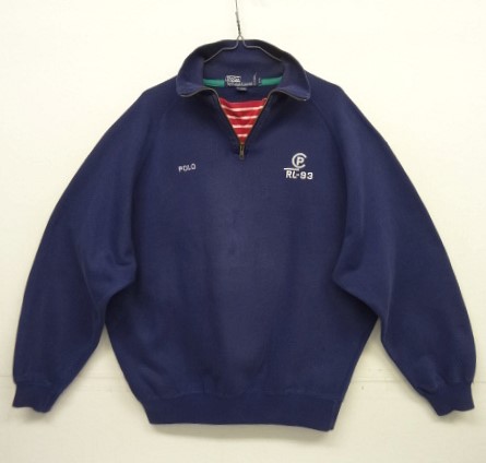 画像: 90'S RALPH LAUREN "RL-93" ガゼット付き ハーフジップ スウェット ネイビー (VINTAGE) 「Sweat Shirt」入荷しました。