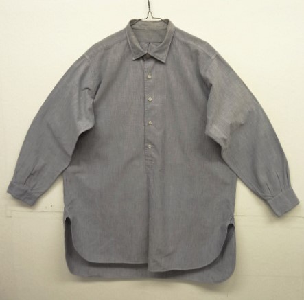 画像: 70'S フレンチワーク マチ付き オックスフォード グランパシャツ ブルーグレー (VINTAGE) 「L/S Shirt」入荷しました。