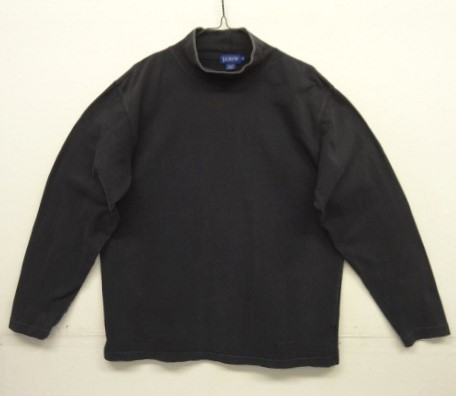 画像: 90'S J.CREW モックネック 裾ロゴ刺繍 長袖 Tシャツ ブラック (VINTAGE) 「T-Shirt」入荷しました。