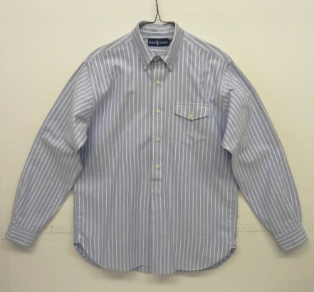 画像: 90'S RALPH LAUREN オックスフォード マチ付き 三点留めボタンダウン プルオーバーシャツ ストライプ (VINTAGE) 「L/S Shirt」入荷しました。