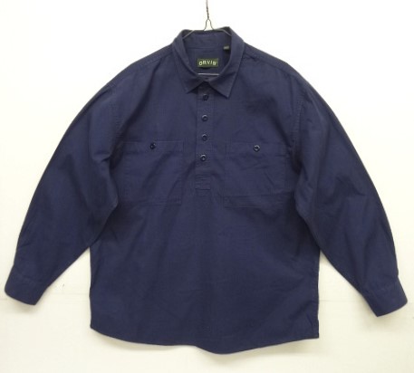 画像: 00'S ORVIS チンスト付き プルオーバーシャツ ネイビー (VINTAGE) 「L/S Shirt」入荷しました。