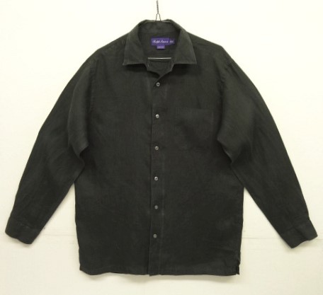 画像: RALPH LAUREN "PURPLE LABEL" リネン 長袖 ボックスシャツ ブラック イタリア製 (USED) 「L/S Shirt」入荷しました。