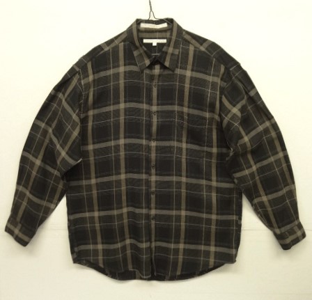画像: 90'S PERRY ELLIS レーヨン/コットン 長袖 シャツ ブラック/ベージュ チェック柄 (VINTAGE) 「L/S Shirt」入荷しました。