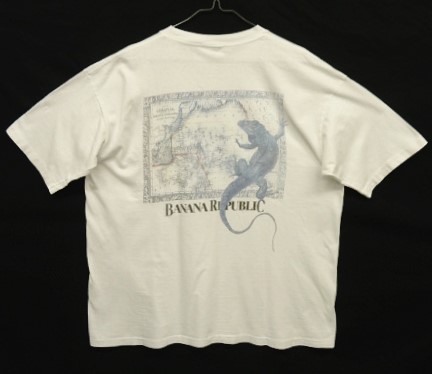 画像: 90'S BANANA REPUBLIC "イグアナ＆地図プリント" シングルステッチ ポケット付き Tシャツ USA製 (VINTAGE) 「T-Shirt」入荷しました。