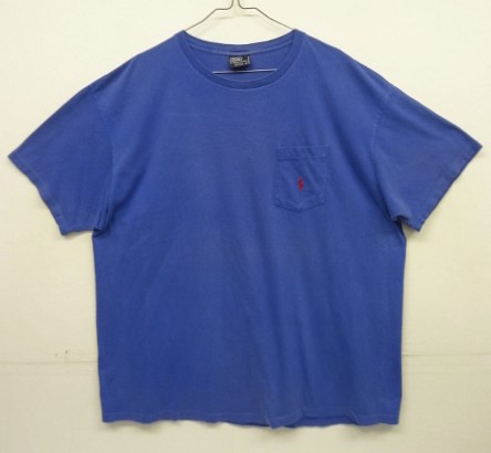 画像: 90'S RALPH LAUREN シングルステッチ 耳付きポケット 半袖 Tシャツ ブルー USA製 (VINTAGE) 「T-Shirt」入荷しました。