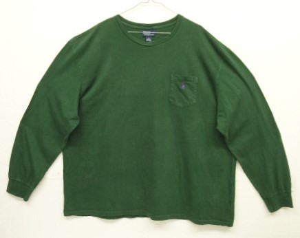 画像: 90'S RALPH LAUREN シングルステッチ ポケット付き 長袖 Tシャツ ダークグリーン (VINTAGE) 「T-Shirt」入荷しました。
