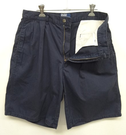 画像: 90'S RALPH LAUREN ツープリーツ チノショーツ ネイビー (VINTAGE) 「Shorts」入荷しました。