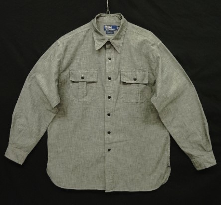画像: 90'S RALPH LAUREN "DONINGTON" シャンブレー チンスト＆マチ付き 長袖 ワークシャツ ブラック (VINTAGE) 「L/S Shirt」入荷しました。