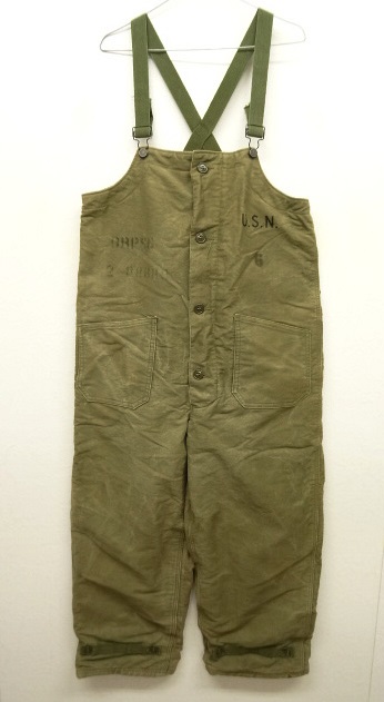 画像: 40'S アメリカ軍 US NAVY ステンシル入り デッキトラウザーズ オーバーオール CONMARコの字留め (VINTAGE) 「Bottoms」入荷しました。