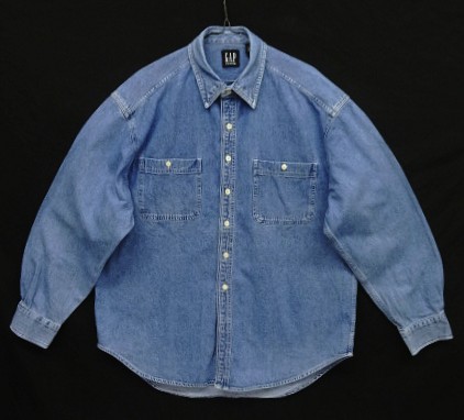 画像: 90'S GAP 旧タグ インディゴ 長袖 ワークシャツ インディゴ (VINTAGE) 「L/S Shirt」入荷しました。