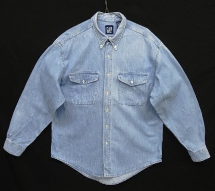 画像: 90'S GAP 旧タグ インディゴ 長袖 BDシャツ ライトインディゴ USA製 (VINTAGE) 「L/S Shirt」入荷しました。