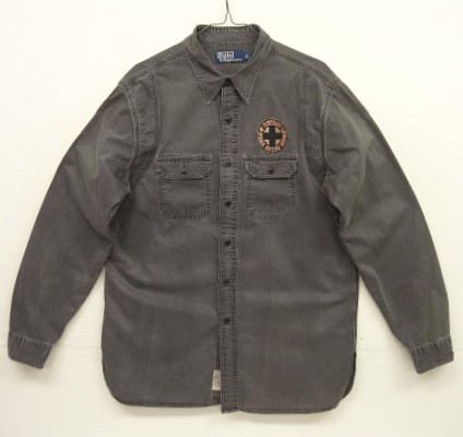 画像: 90'S RALPH LAUREN チンスト付き バックステンシル ワークシャツ ブラック (VINTAGE) 「L/S Shirt」入荷しました。