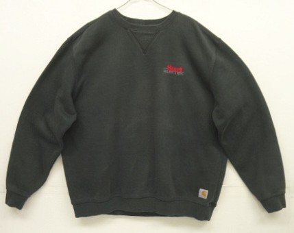 画像: CARHARTT 企業物コラボ 前Vガゼット付き クルーネック スウェットシャツ フェードブラック (VINTAGE) 「Sweat Shirt」入荷しました。