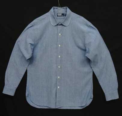 画像: 90'S RALPH LAUREN 丸襟 マチ付き シャンブレーシャツ ブルー (VINTAGE) 「L/S Shirt」入荷しました。