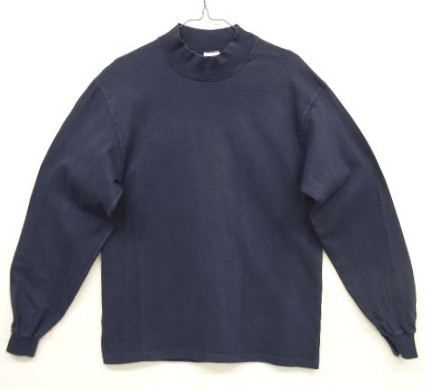画像: 90'S COTTON DELUXE モックネック ロングスリーブ Tシャツ ネイビー (VINTAGE) 「T-Shirt」入荷しました。