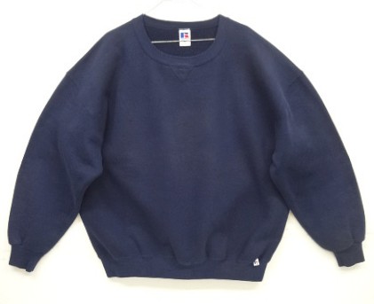 画像: 90'S RUSSELL ATHLETIC 前Vガゼット付き クルーネック スウェットシャツ ネイビー USA製 (VINTAGE) 「Sweat Shirt」入荷しました。