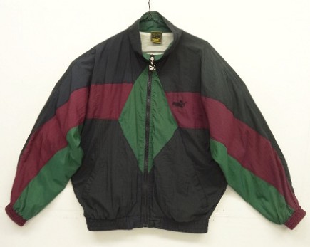画像: 90'S PUMA 裏地付き カラーブロック ナイロンジャケット ブラック/グリーン/バーガンディ (VINTAGE) 「Jacket」入荷しました。
