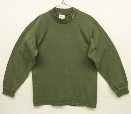 画像: 90'S NIKE 白タグ モックネック 襟ロゴ 長袖 Tシャツ オリーブ USA製 (VINTAGE) 「T-Shirt」入荷しました。