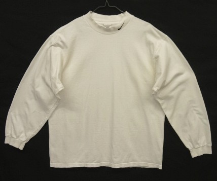 画像: 90'S NIKE 白タグ モックネック 襟ロゴ 長袖 Tシャツ ホワイト USA製 (VINTAGE) 「T-Shirt」入荷しました。