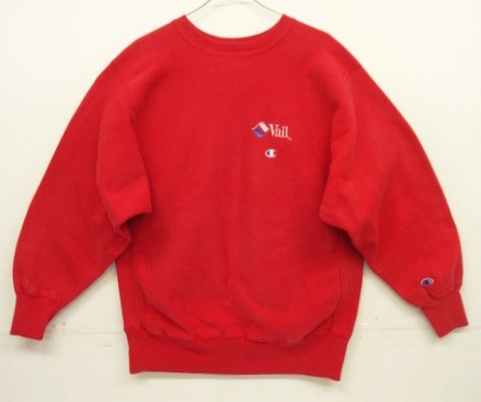 画像: 90'S CHAMPION "VAIL" 刺繍タグ リバースウィーブ レッド USA製 (VINTAGE) 「Sweat Shirt」入荷しました。