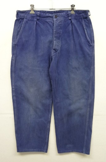 画像: 60'S フランス軍 ワンプリーツ ワークパンツ ブルー (VINTAGE) 「Bottoms」入荷しました。