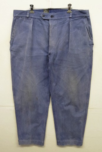 画像: 50'S フレンチワーク ワンプリーツ キャンバス ワークパンツ フェードブルー フランス製 (VINTAGE) 「Bottoms」入荷しました。