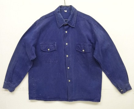 画像: 70'S ユーロワーク ヘビーウエイト コットンツイル ワークシャツ ブルー (VINTAGE) 「L/S Shirt」入荷しました。
