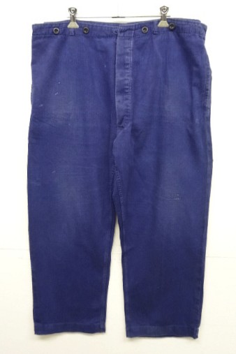 画像: 80'S ユーロワーク ヘリンボーンツイル シンチバック ワークパンツ ブルー (VINTAGE) 「Bottoms」入荷しました。