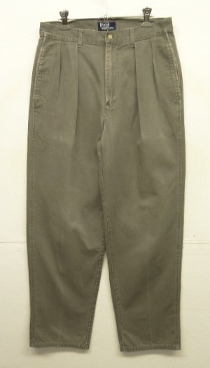 画像: 90'S RALPH LAUREN "ボックスロゴ" ツープリーツ チノパンツ カーキ USA製 (VINTAGE) 「Bottoms」入荷しました。