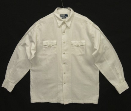 画像: 90'S RALPH LAUREN "MUSTIQUE" 同色ジャガード ウエスタン ボックスシャツ ホワイト (VINTAGE) 「L/S Shirt」入荷しました。