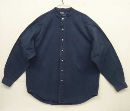 画像: 90'S RALPH LAUREN "POSTBOY" 長袖 バンドカラーシャツ ネイビー (VINTAGE) 「L/S Shirt」入荷しました。
