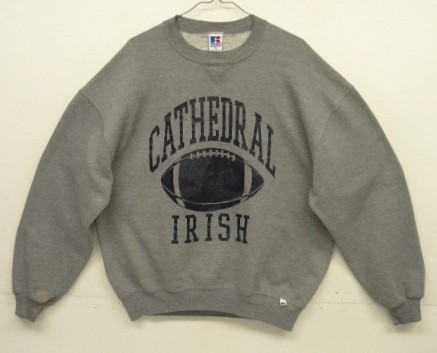画像: 90'S RUSSELL ATHLETIC 前Vガゼット付き プリント入り クルーネック スウェットシャツ ダークグレー USA製 (VINTAGE) 「Sweat Shit」入荷しました。