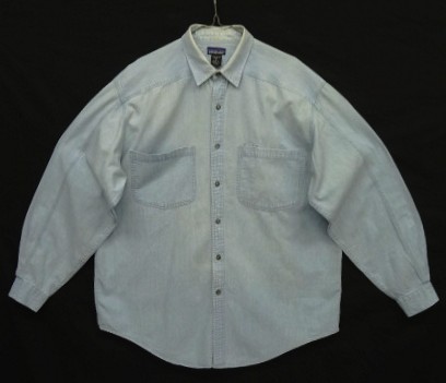 画像: 80'S PATAGONIA 旧タグ ビッグポケット 長袖 シャンブレーシャツ ライトブルー マカオ製 (VINTAGE) 「L/S Shirt」入荷しました。