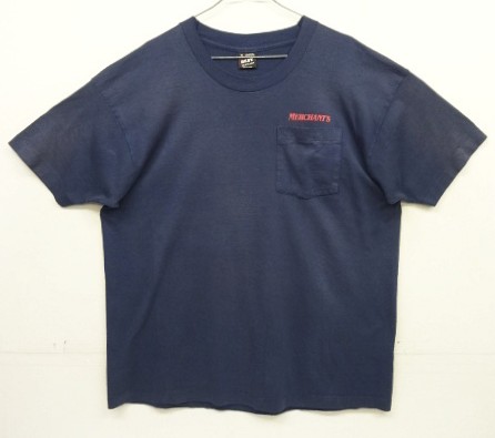 画像: 90'S MERCHANT'S コットン/ポリ シングルステッチ ポケット付き 半袖 Tシャツ フェードネイビー USA製 (VINTAGE) 「T-Shirt」入荷しました。