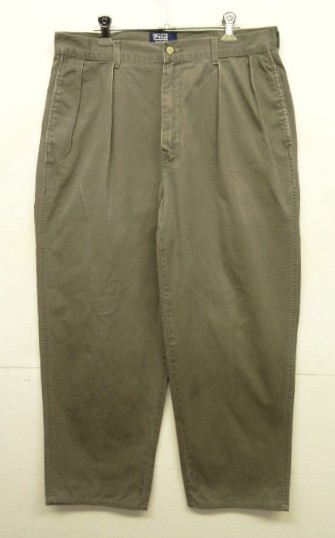 画像: 90'S RALPH LAUREN "ボックスロゴ" ツープリーツ チノパンツ カーキ USA製 (VINTAGE) 「Bottoms」入荷しました。