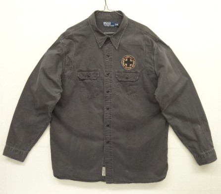 画像: 90'S RALPH LAUREN チンスト付き バックステンシル ワークシャツ ブラック (VINTAGE) 「L/S Shirt」入荷しました。