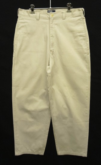 画像: 90'S RALPH LAUREN "ボックスロゴ" ノープリーツ チノパンツ オフホワイト USA製 (VINTAGE) 「Bottoms」入荷しました。